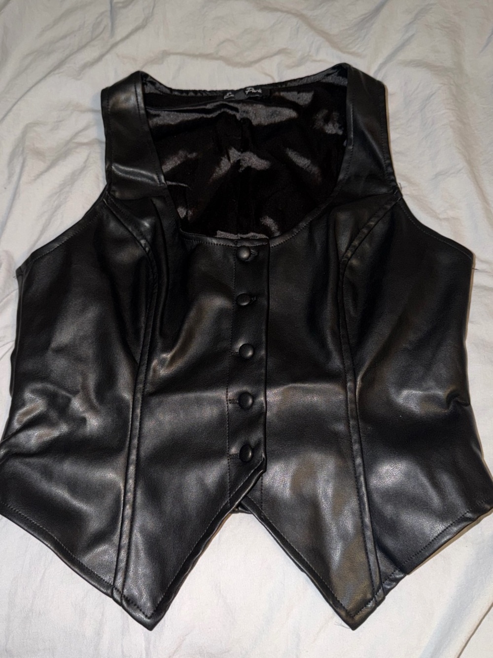 Faux Leather Black Corset Vest Top